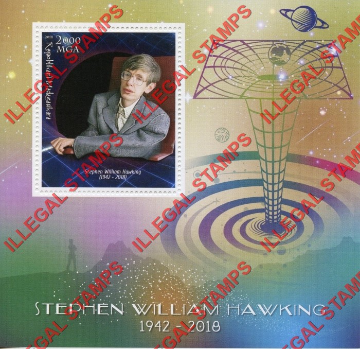 Madagascar 2018 Stephen Hawking Illegal Stamp Souvenir Sheet of 1