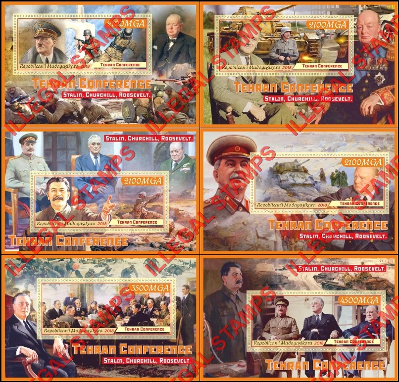 Madagascar 2018 Tehran Conference Illegal Stamp Souvenir Sheets of 1