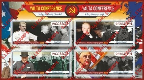 Madagascar 2018 Yalta Conference Illegal Stamp Souvenir Sheet of 4