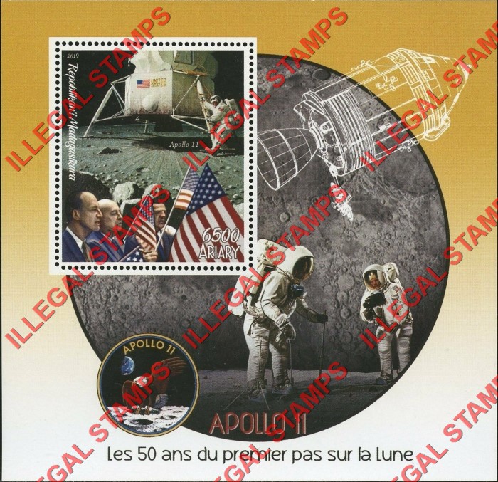 Madagascar 2019 Apollo 11 50th Anniversary Illegal Stamp Souvenir Sheet of 1