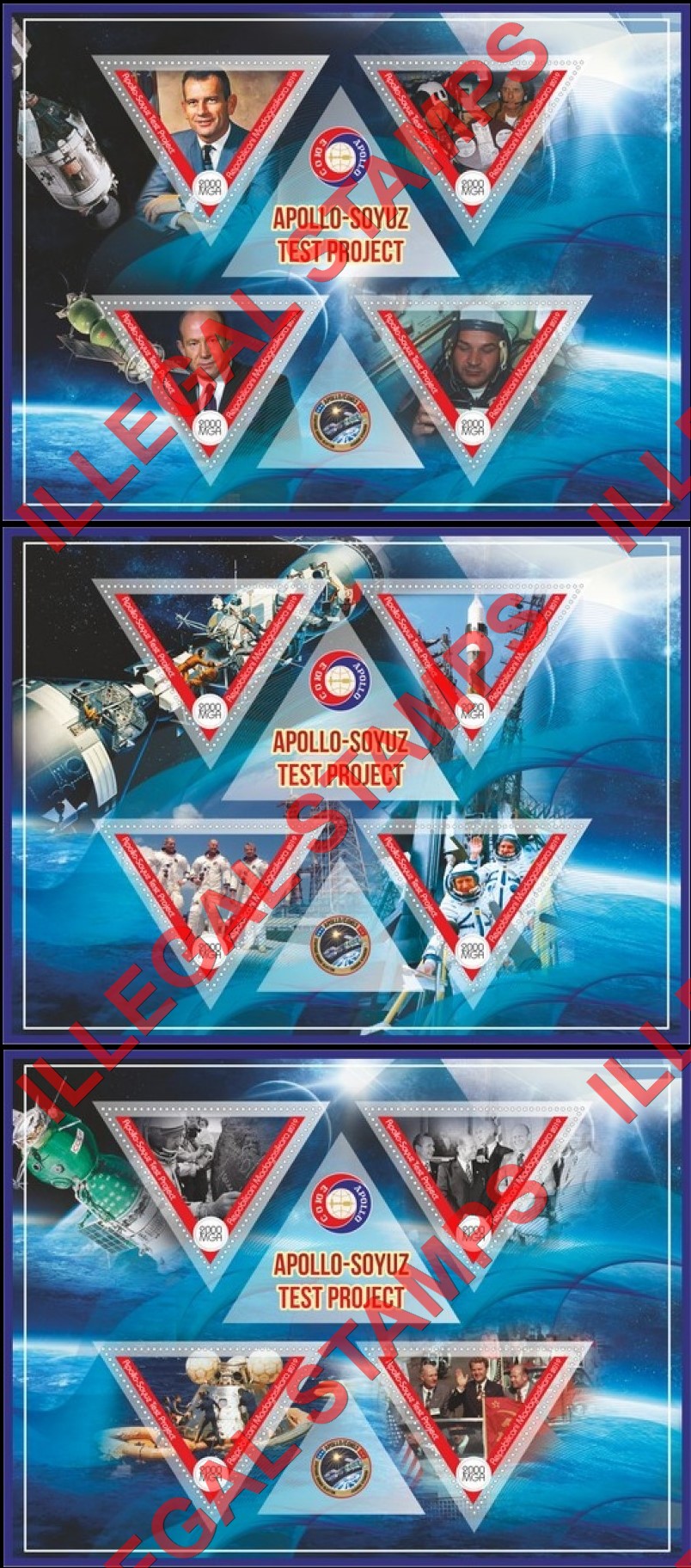 Madagascar 2019 Apollo-Soyuz Test Project Illegal Stamp Souvenir Sheets of 4 (Part 2)