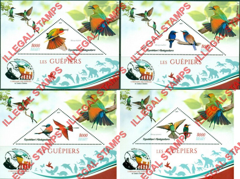Madagascar 2019 Bee-eaters Birds Illegal Stamp Souvenir Sheets of 1