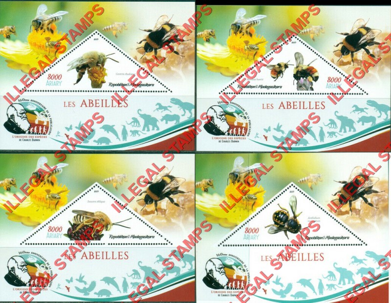 Madagascar 2019 Bees Illegal Stamp Souvenir Sheets of 1