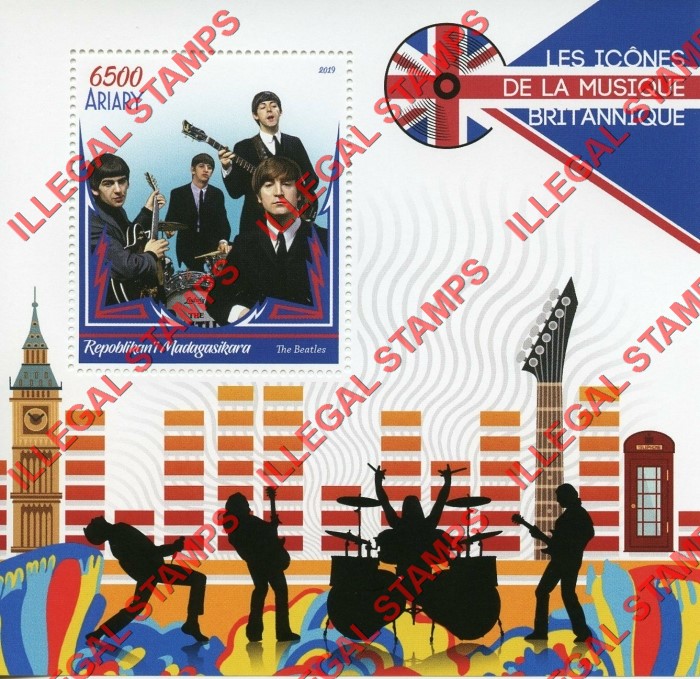 Madagascar 2019 British Music Icons Illegal Stamp Souvenir Sheet of 1