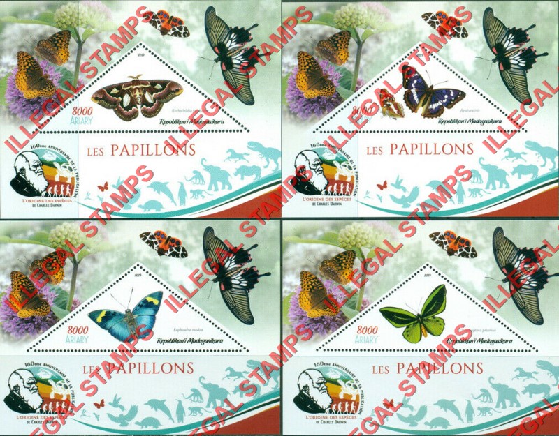 Madagascar 2019 Butterflies Illegal Stamp Souvenir Sheets of 1