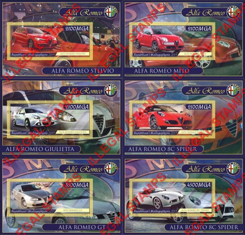 Madagascar 2019 Cars Alfa Romeo Illegal Stamp Souvenir Sheets of 1