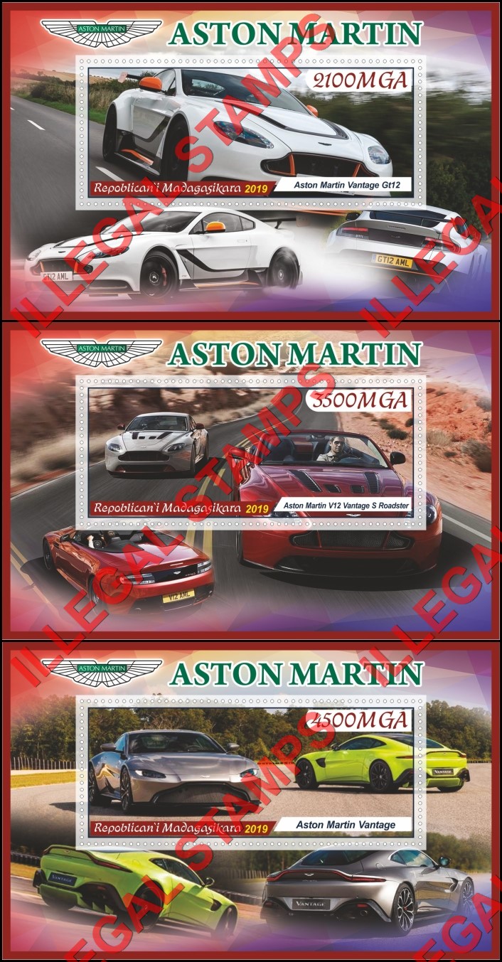 Madagascar 2019 Cars Aston Martin Illegal Stamp Souvenir Sheets of 1 (Part 2)