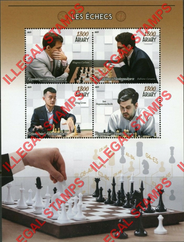 Madagascar 2019 Chess Players Illegal Stamp Souvenir Sheet of 4