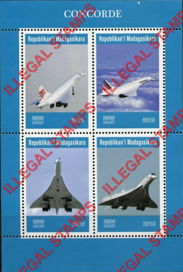 Madagascar 2019 Concorde Illegal Stamp Souvenir Sheet of 1