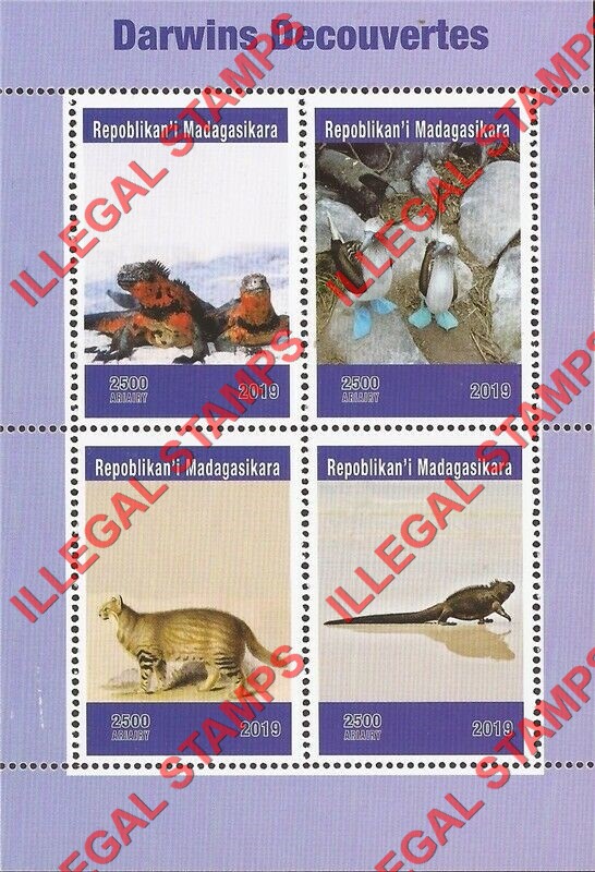 Madagascar 2019 Darwins Discoveries Illegal Stamp Souvenir Sheet of 4