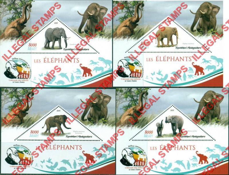 Madagascar 2019 Elephants Illegal Stamp Souvenir Sheets of 1