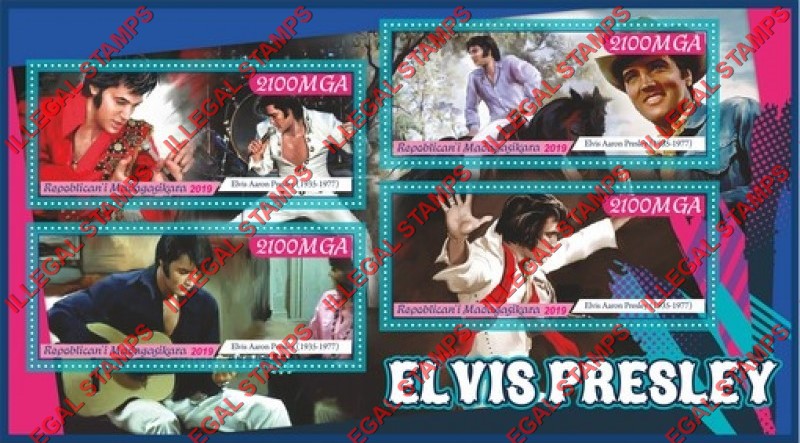 Madagascar 2019 Elvis Presley Illegal Stamp Souvenir Sheet of 4