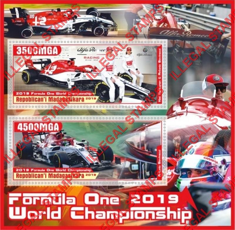 Madagascar 2019 Formula I World Championship Illegal Stamp Souvenir Sheet of 2