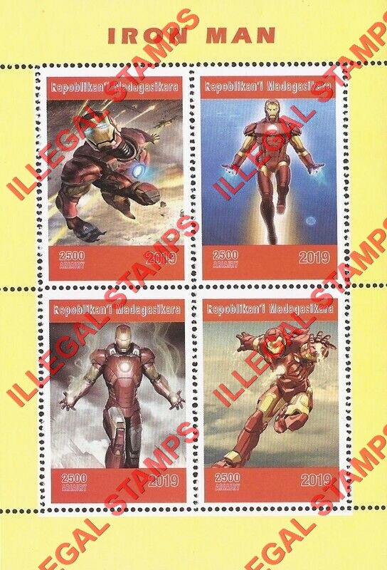Madagascar 2019 Iron Man Illegal Stamp Souvenir Sheet of 4