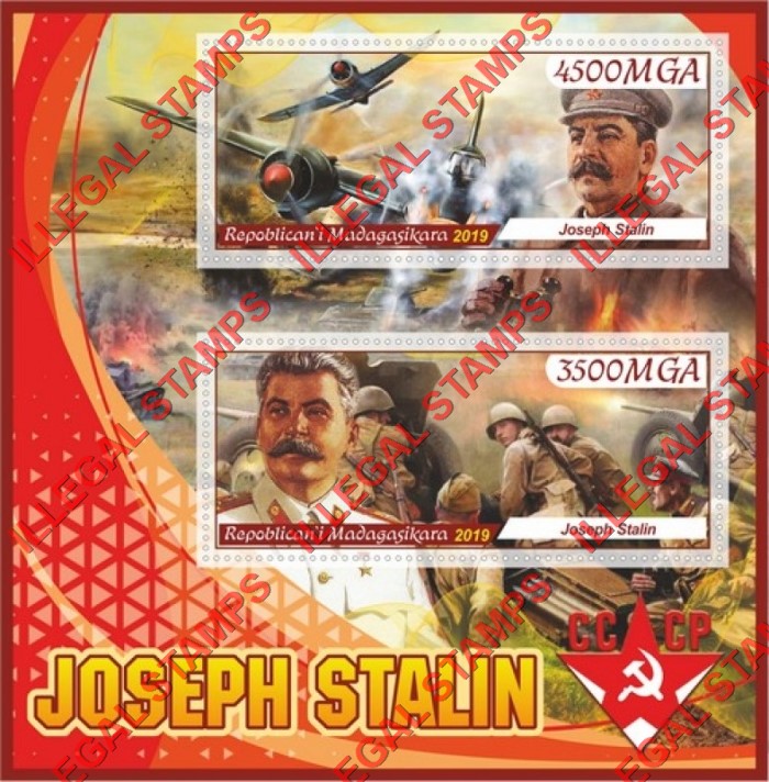 Madagascar 2019 Joseph Stalin (different) Illegal Stamp Souvenir Sheet of 2