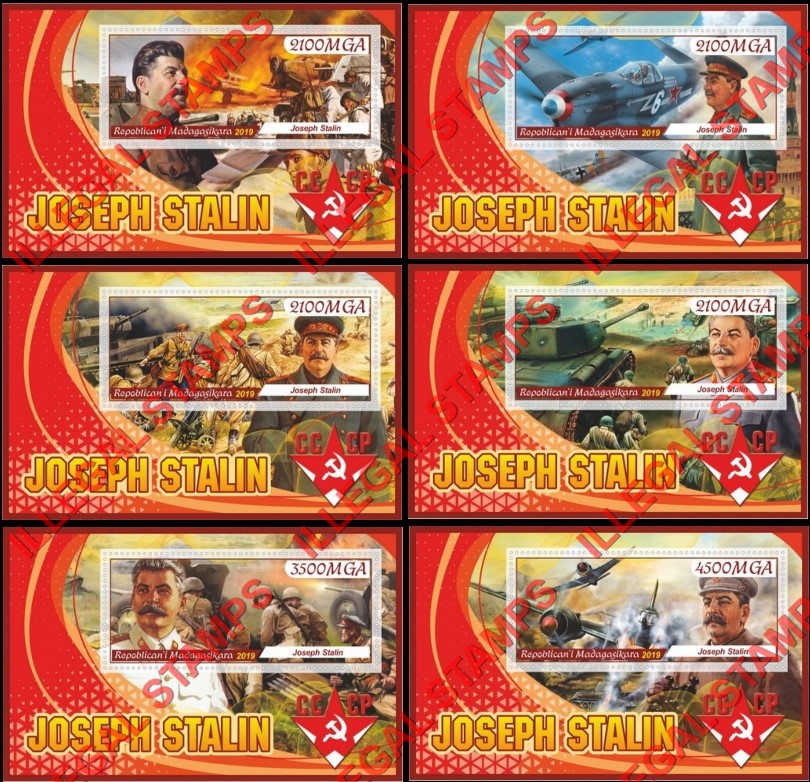 Madagascar 2019 Joseph Stalin (different) Illegal Stamp Souvenir Sheets of 1