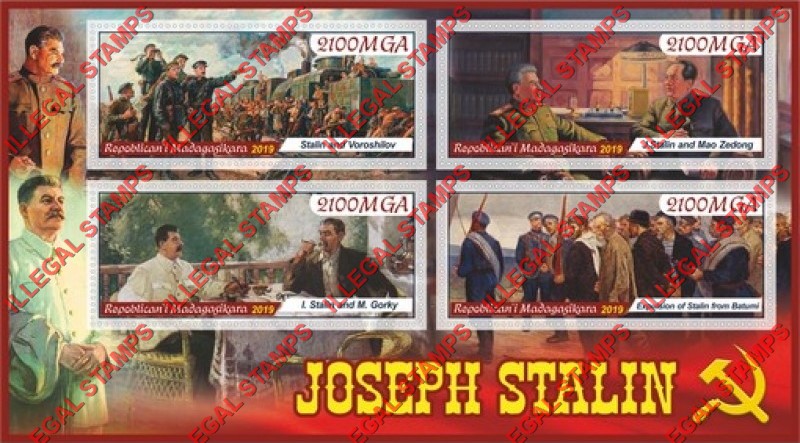 Madagascar 2019 Joseph Stalin Illegal Stamp Souvenir Sheet of 4