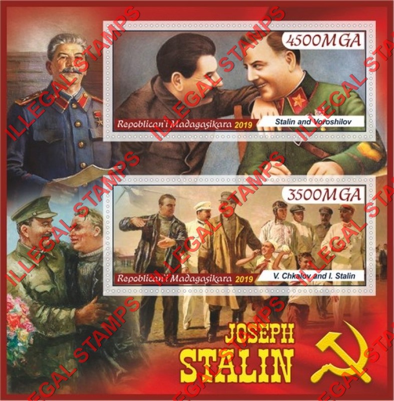 Madagascar 2019 Joseph Stalin Illegal Stamp Souvenir Sheet of 2