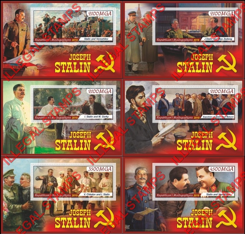 Madagascar 2019 Joseph Stalin Illegal Stamp Souvenir Sheets of 1