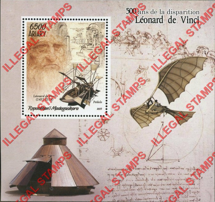 Madagascar 2019 Leonardo da Vinci Illegal Stamp Souvenir Sheet of 1