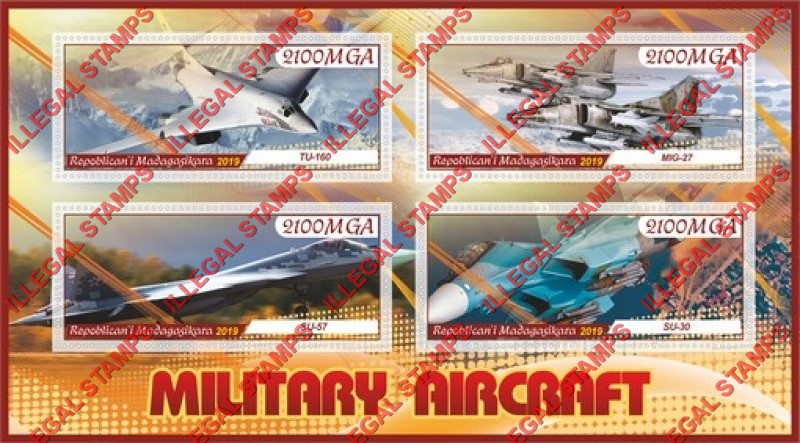 Madagascar 2019 Military Aircraft Illegal Stamp Souvenir Sheet of 4