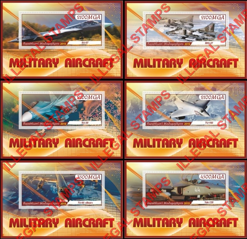 Madagascar 2019 Military Aircraft Illegal Stamp Souvenir Sheets of 1
