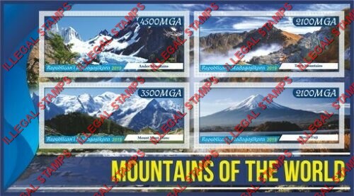 Madagascar 2019 Mountains Illegal Stamp Souvenir Sheet of 4