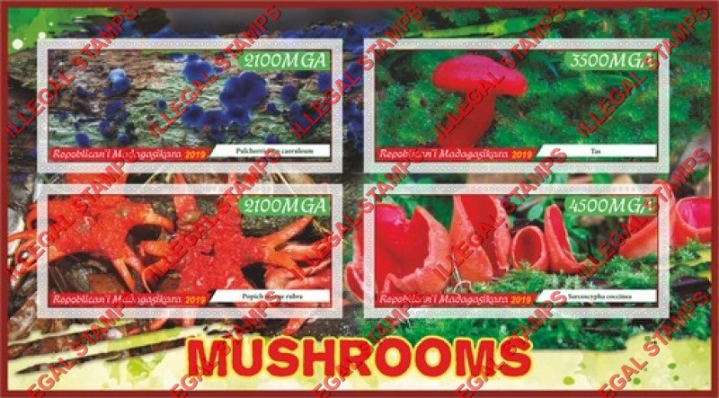 Madagascar 2019 Mushrooms Illegal Stamp Souvenir Sheet of 4