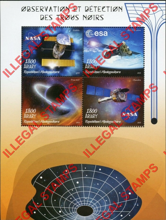 Madagascar 2019 Observation and Detection of Black Holes Illegal Stamp Souvenir Sheet of 4