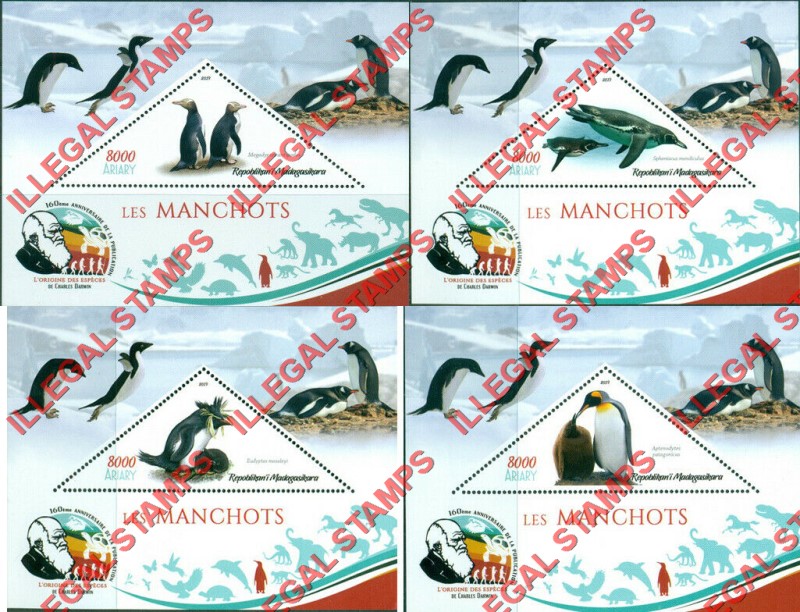 Madagascar 2019 Penguins Illegal Stamp Souvenir Sheets of 1