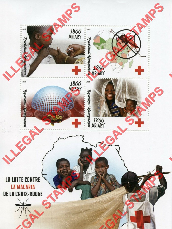 Madagascar 2019 Red Cross Fight Against Malaria Illegal Stamp Souvenir Sheet of 4