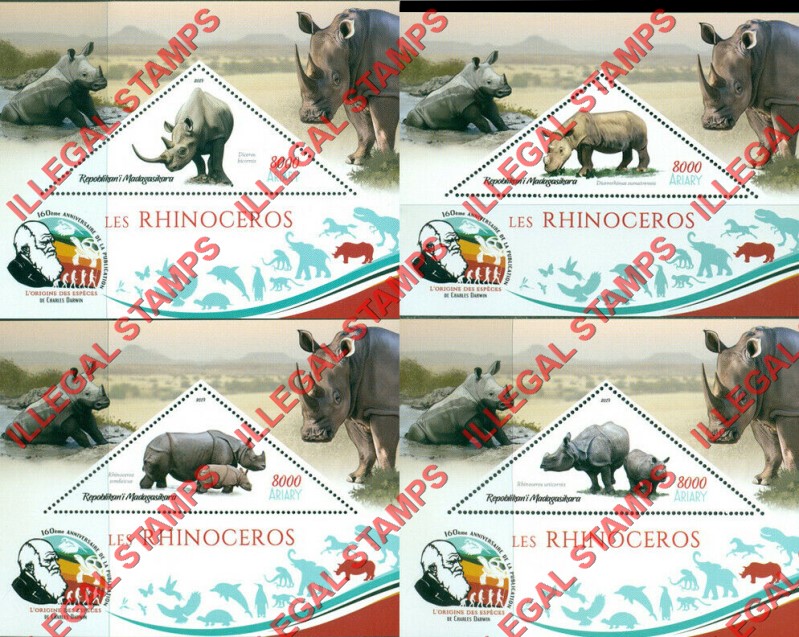 Madagascar 2019 Rhinoceros Illegal Stamp Souvenir Sheets of 1