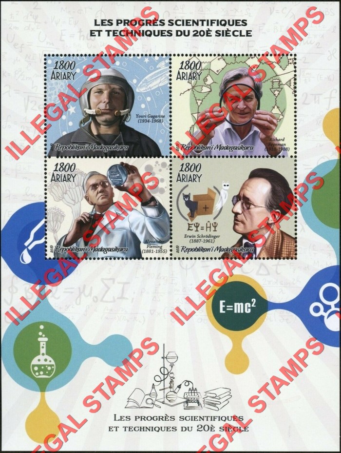 Madagascar 2019 Scientific Progress of the 20th Century Illegal Stamp Souvenir Sheet of 4
