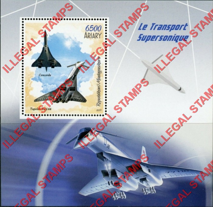 Madagascar 2019 Supersonic Transport Illegal Stamp Souvenir Sheet of 1