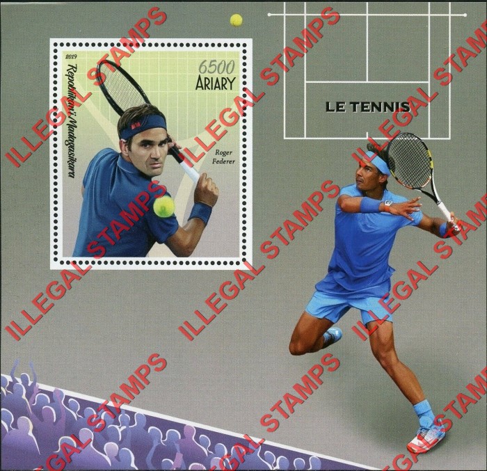 Madagascar 2019 Tennis Illegal Stamp Souvenir Sheet of 1