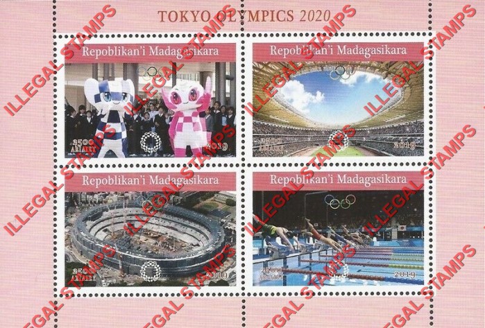 Madagascar 2019 Tokyo Olympics Illegal Stamp Souvenir Sheet of 4