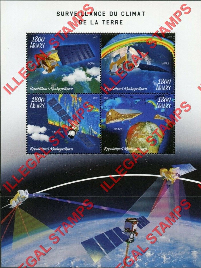 Madagascar 2019 Weather Surveillance of Earth Illegal Stamp Souvenir Sheet of 4