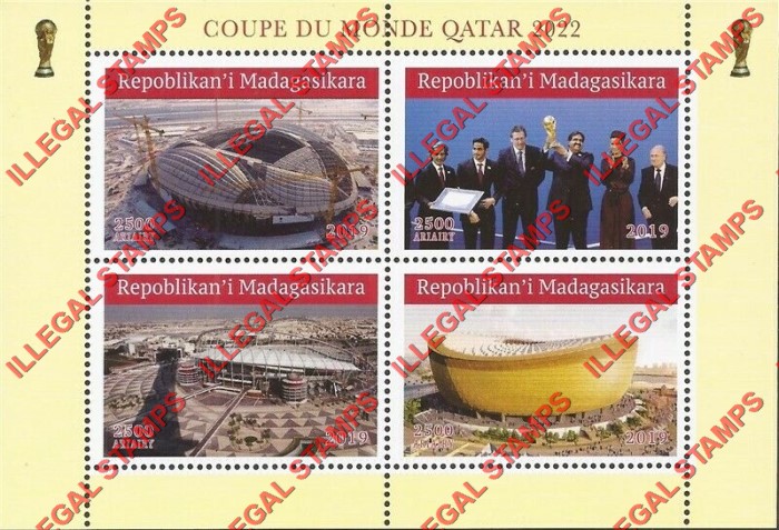 Madagascar 2019 World Cup Soccer Qatar 2022 Illegal Stamp Souvenir Sheet of 4