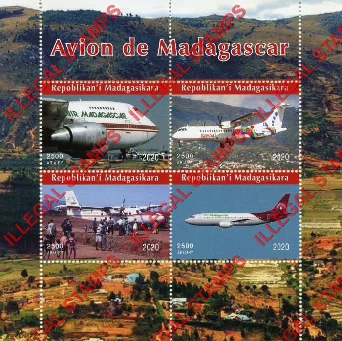 Madagascar 2020 Aircraft of Madagascar Illegal Stamp Souvenir Sheet of 4