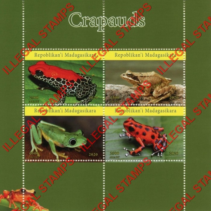 Madagascar 2020 Amphibians Frogs Toads Illegal Stamp Souvenir Sheet of 4