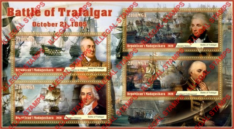 Madagascar 2020 Battle of Trafalgar Illegal Stamp Souvenir Sheet of 4