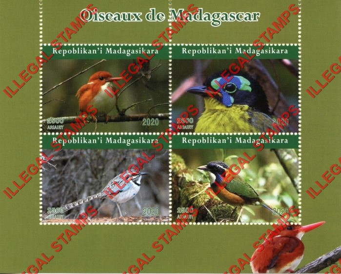 Madagascar 2020 Birds of Madagascar Illegal Stamp Souvenir Sheet of 4