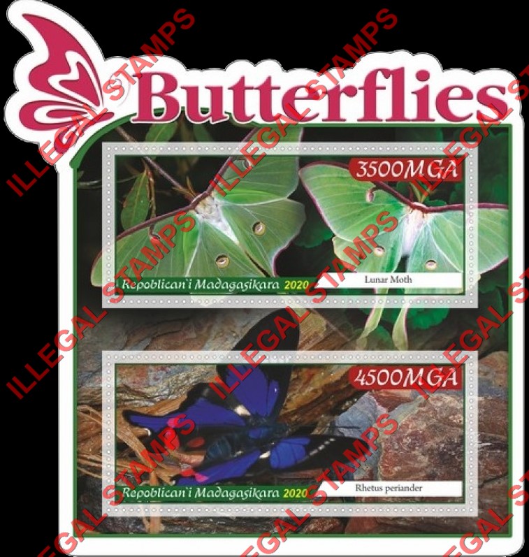 Madagascar 2020 Butterflies Illegal Stamp Souvenir Sheet of 2