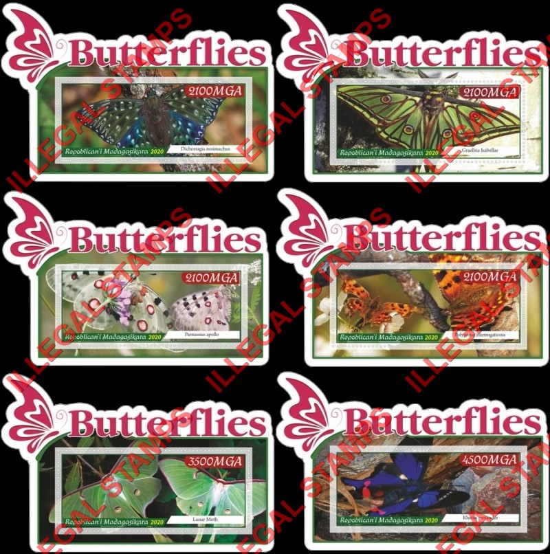 Madagascar 2020 Butterflies Illegal Stamp Souvenir Sheets of 1