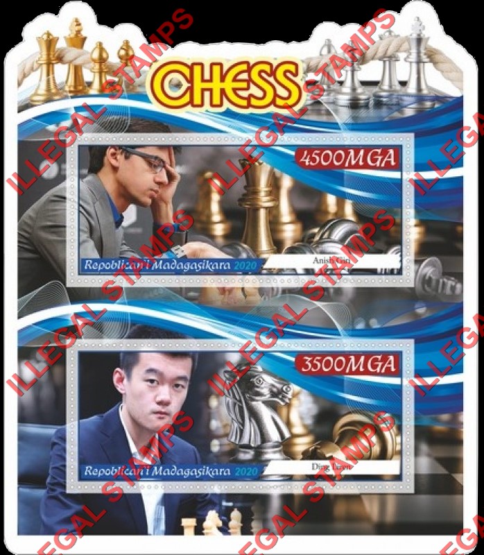 Madagascar 2020 Chess Players Illegal Stamp Souvenir Sheet of 2