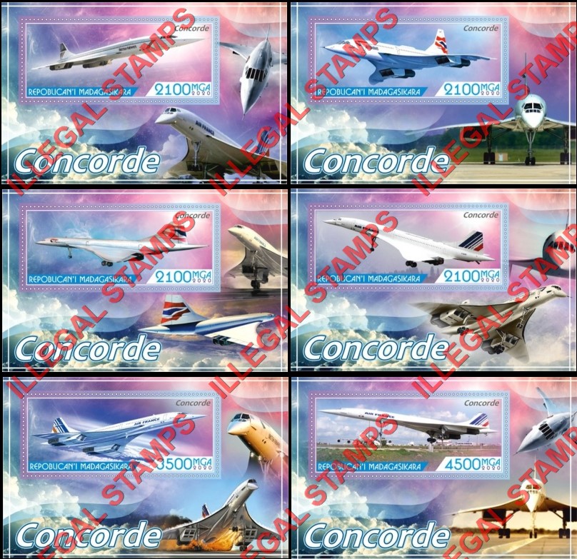 Madagascar 2020 Concorde Illegal Stamp Souvenir Sheets of 1