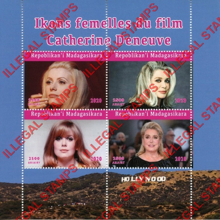 Madagascar 2020 Female Icons from the Movies Catherine Deneuve Illegal Stamp Souvenir Sheet of 4