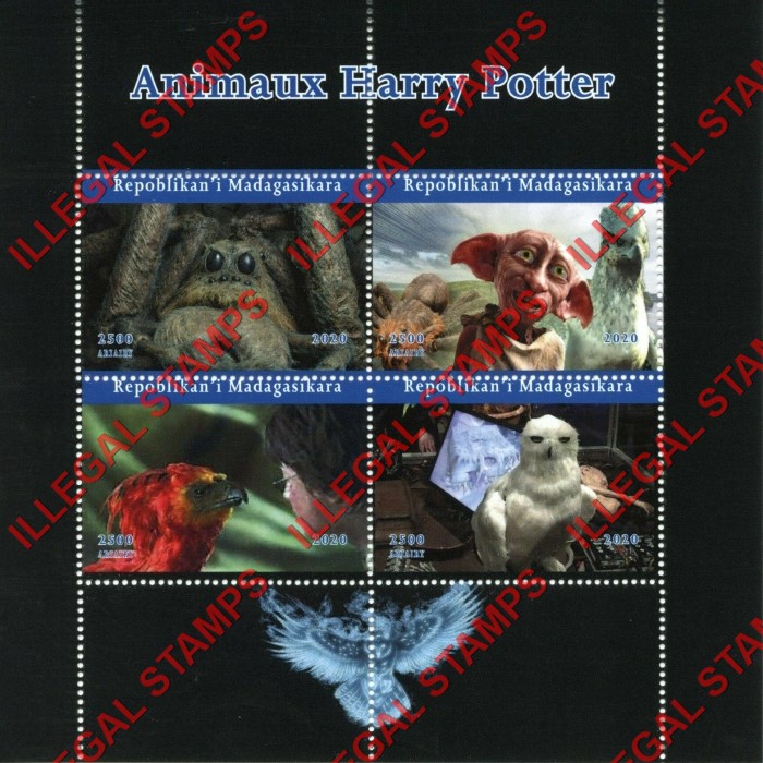 Madagascar 2020 Harry Potter Animals Illegal Stamp Souvenir Sheet of 4