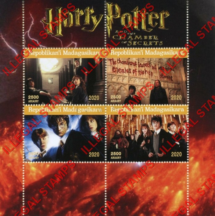 Madagascar 2020 Harry Potter and the Chamber of Secrets Illegal Stamp Souvenir Sheet of 4