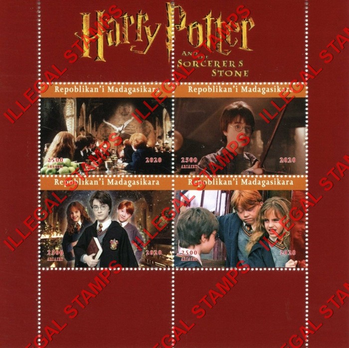 Madagascar 2020 Harry Potter and the Sorcerers Stone Illegal Stamp Souvenir Sheet of 4